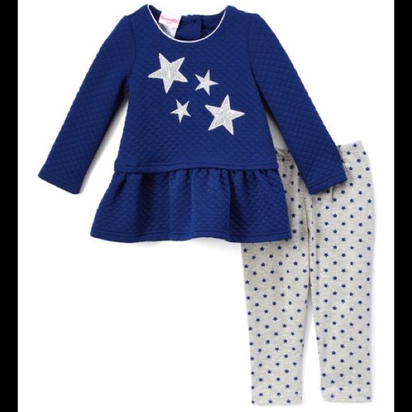 Nannette Navy Sequin Stars Tunic & Legging Set